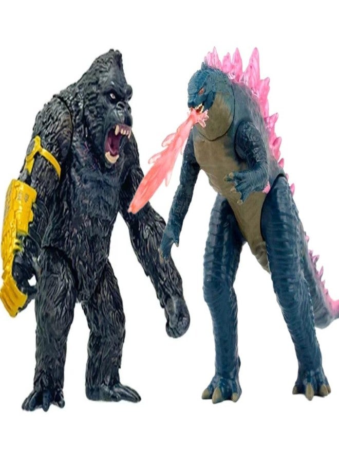 De-Lite G x K The New Empire King of Monsters Hollow Earth World Premium Action Figures Soft Touch Vinyl Plastic PVC Collectible Movie Model Toys (Big-Godzilla vs Kong, 2 Pcs Set, 15cm Size) - Image 1